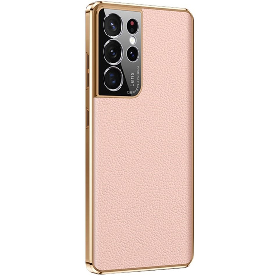 Pouzdro pro Samsung Galaxy S23 Ultra, Cowhide Leather, růžové