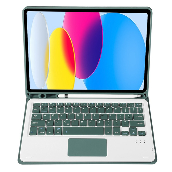 Pouzdro + klávesnice iPad 10.9 2022 10 Gen, TouchPad Pen Slot, tmavě zelené
