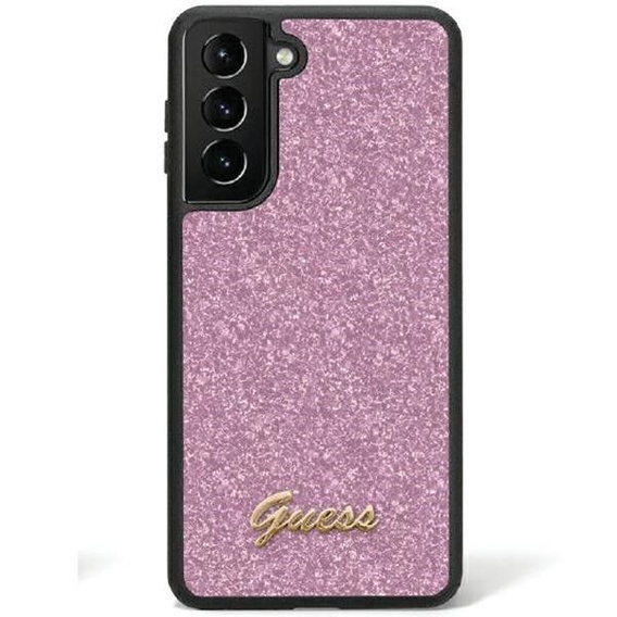 Pouzdro GUESS pro Galaxy S24 Ultra, Glitter Script Hardcase, fialové