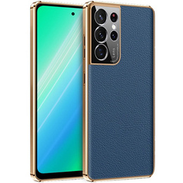 Pouzdro pro Samsung Galaxy S23 Ultra, Cowhide Leather, námořnicky modré