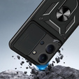 Pancéřové pouzdro pro Xiaomi Redmi 15C 4G/LTE, s ochranou fotoaparátu, se stojánkem, černé