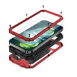 Pouzdro pro iPhone 13, R-JUST CamShield Slide, pancéřované, červené / černé