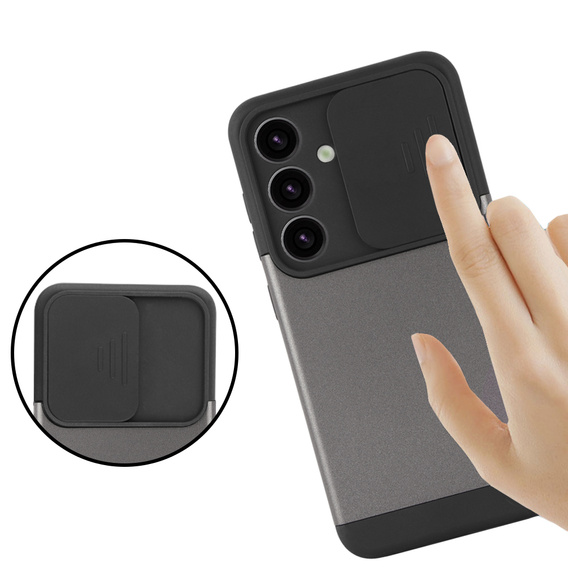 Pouzdro pro Samsung Galaxy S24, ERBORD CamProtect Slide Camera, šedé gunmetal