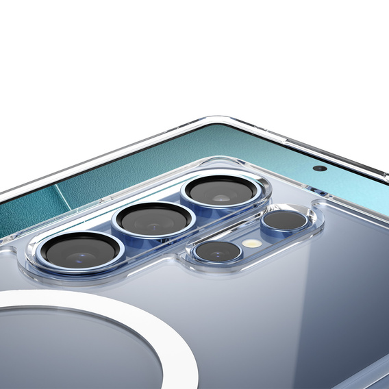 Pouzdro MagSafe Spigen pro Samsung Galaxy S25 Ultra, Ultra Hybrid, transparentní / bílé + 9H tvrzené sklo
