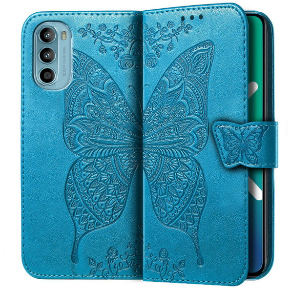 Klopové pouzdro pro Motorola Moto G52 / G82 5G, Butterfly, modré