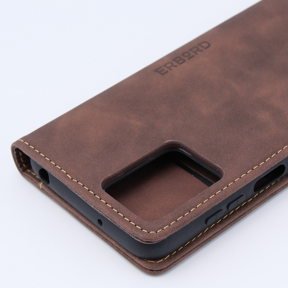 Pouzdro pro Motorola Moto G13/ G23 4G, ERBORD Vintage peněženka s klopou, káva