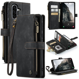Pouzdro CASEME pro Samsung Galaxy A56 5G, Leather Wallet Cash and Card Slots, s poutkem, černé