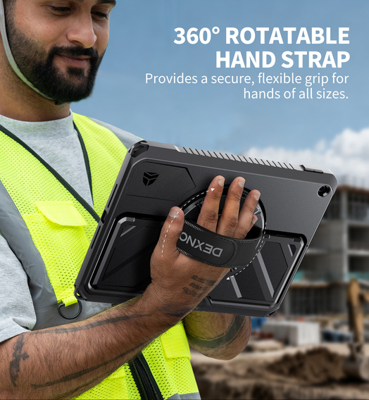 Pouzdro Dexnor 360° s páskem a držákem na stylus pro iPad 10,2" 2021/2020/2019 (9/8/7 gen.)