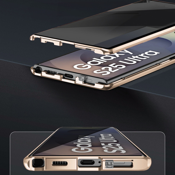 Pouzdro pro Samsung Galaxy S25 Ultra, Privacy Dual Glass, zlaté