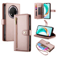 Klopové pouzdro pro Honor Magic 7 Lite, Wallet Zipper Pocket, růžové