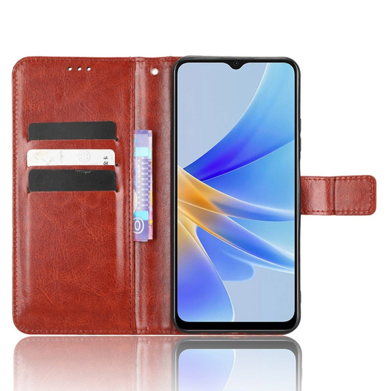 Klopové pouzdro pro Oppo A17, Crazy Horse Wallet, hnědé