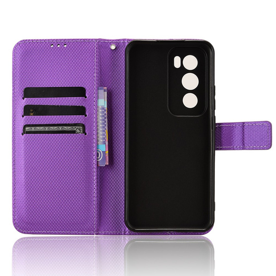 Klopové pouzdro pro Oppo Reno 12, Wallet Smart Magnet, fialové