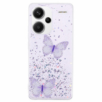 Pouzdro pro Xiaomi Redmi Note 13 Pro+, Glitter Butterfly, fialové