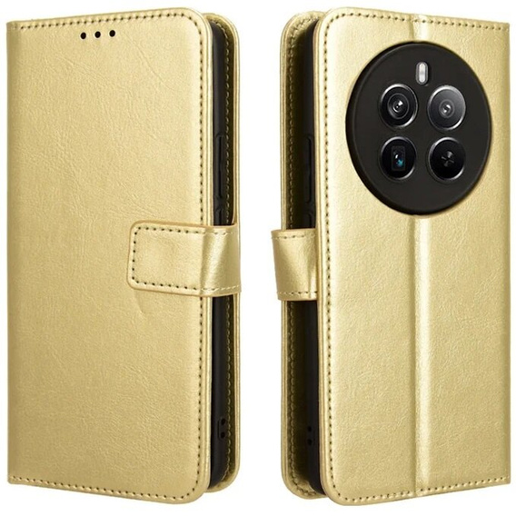 Klopové pouzdro pro Realme 12 Pro 5G / 12 Pro+ 5G, Crazy Horse Wallet, zlaté
