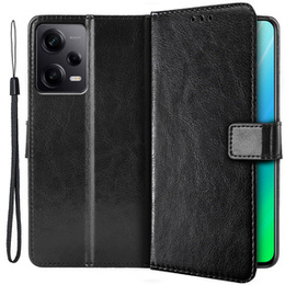 Klopové pouzdro pro Xiaomi Redmi Note 12 Pro+ 5G, Crazy Horse Wallet, černé