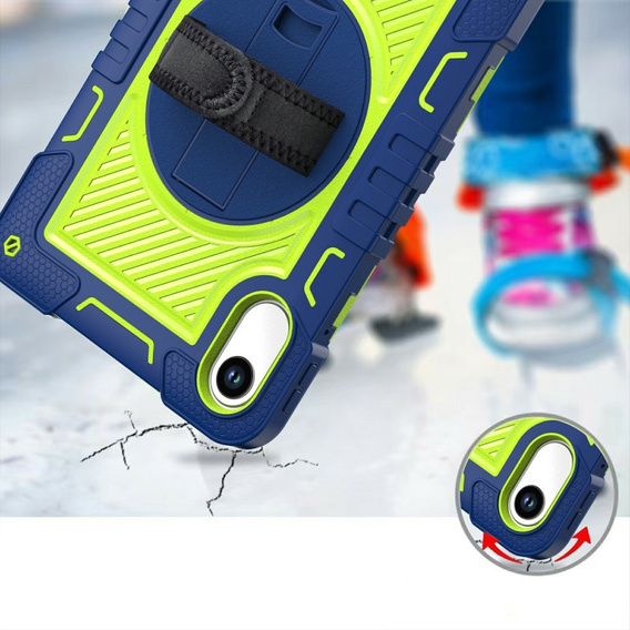 Pevné pouzdro pro Xiaomi Redmi Pad 2, se stojánkem a ramenním popruhem – tmavě modré a zelené