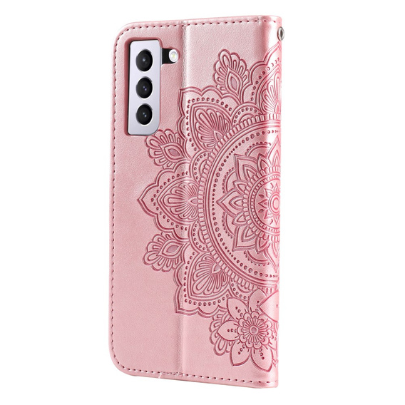 Klopové pouzdro pro Samsung Galaxy S21 FE, Mandala, růžové rose gold