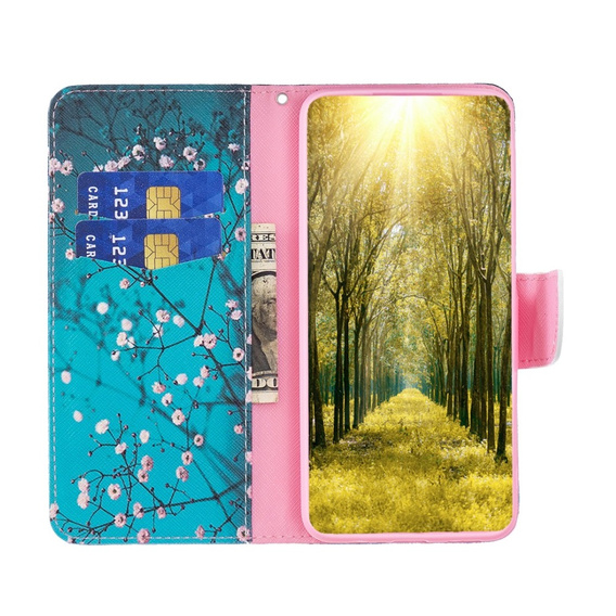 Klopové pouzdro pro Motorola Edge 40 Neo, Wallet, sakura, modré