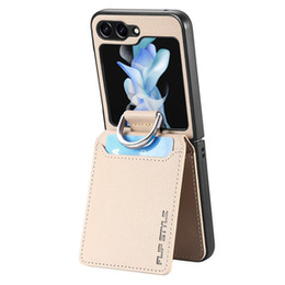 Pouzdro pro Samsung Galaxy Z Flip7 FE / Z Flip6, Card Slot Ring Case, béžové