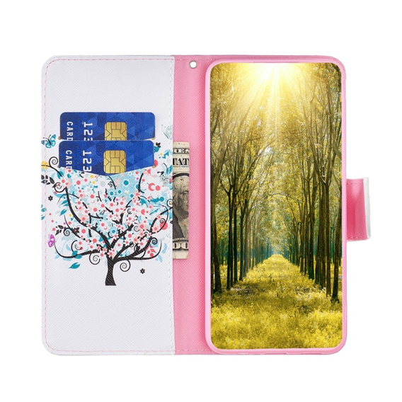 Flipové pouzdro pro Motorola Moto G84 5G, Wallet, colorful tree, bílé