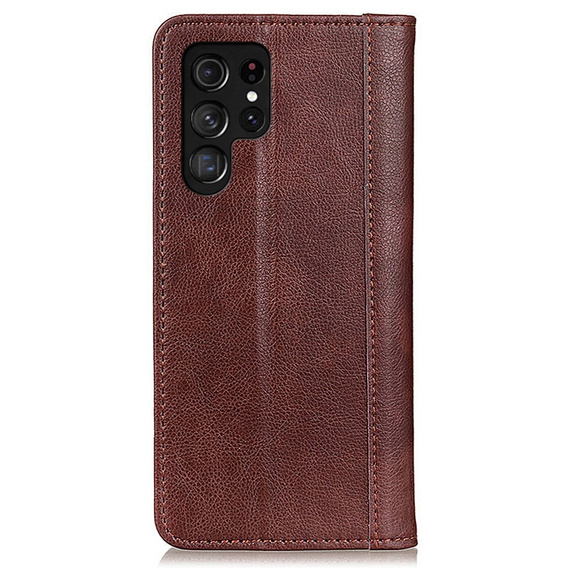 Pouzdro pro Samsung Galaxy S23 Ultra, Wallet Litchi Leather, hnědé