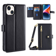 Klopové pouzdro pro iPhone 14, Wallet Zipper Pocket, černé