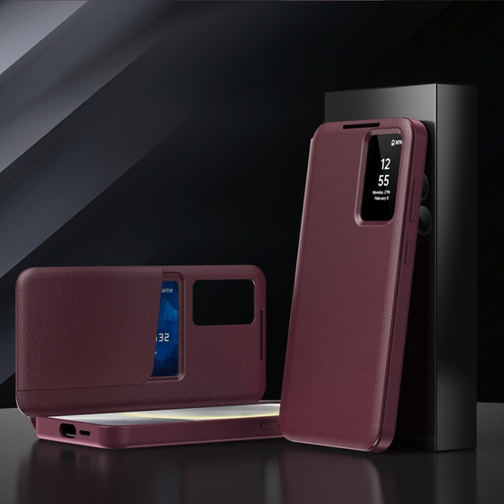 Flipové pouzdro pro Samsung Galaxy S25, Smart View Wallet, kaštanové