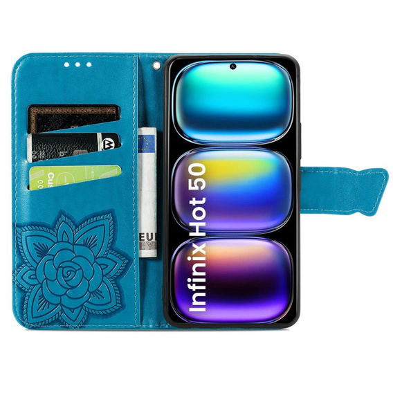 Klopové pouzdro pro Infinix Hot 50 4G, Butterfly, modré