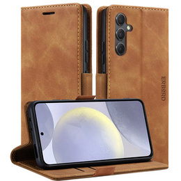 Pouzdro pro Samsung Galaxy S24, ERBORD Vintage peněženka s klopou, hnědé