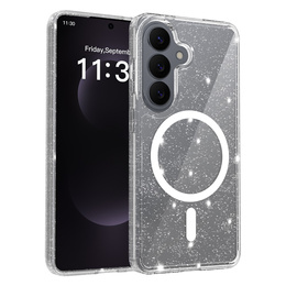 Brokatové pouzdro, pro MagSafe pro Samsung Galaxy S26, průhledné