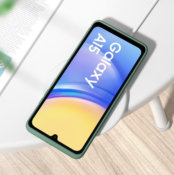 Pouzdro pro Samsung Galaxy A15, Silicone Lite, tmavě zelené + 9H sklo