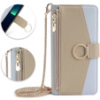 Flipové pouzdro Wallet Zipper Pocket pro iPhone 15 Pro, Wallet Zipper Pocket, se zrcátkem, modré
