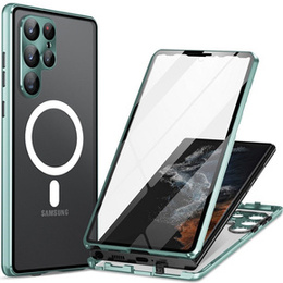 Magnetické pouzdro Dual Glass MagSafe pro Samsung Galaxy S24 Ultra, zelené