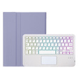 Pouzdro s podsvícenou bluetooth touchpad klávesnicí pro iPad 10.9" 2022 (10 gen.), fialové