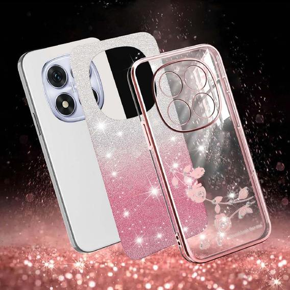 Pouzdro s glitry Glitter Flower pro Xiaomi Redmi Note 15 5G / Poco M8 5G