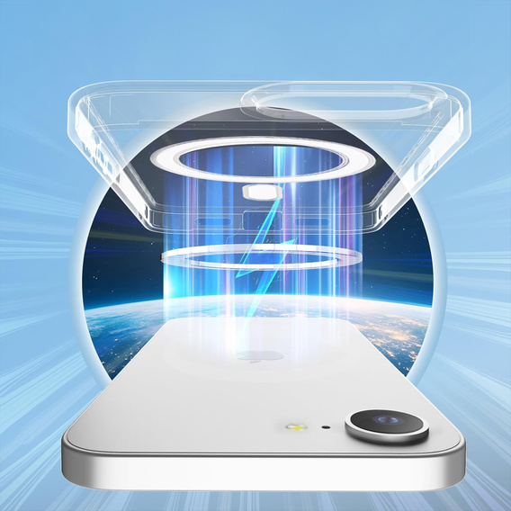 Magnetické pouzdro MagSafe pro iPhone 16E, ERBORD CrystalMag, čiré + sklo na displej