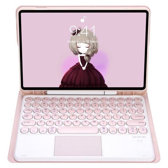Pouzdro + klávesnice Samsung Galaxy Tab S6 Lite 2020 P610/P615 / S6 Lite 2022 10.4, Touchpad Pen Slot, růžové rose gold