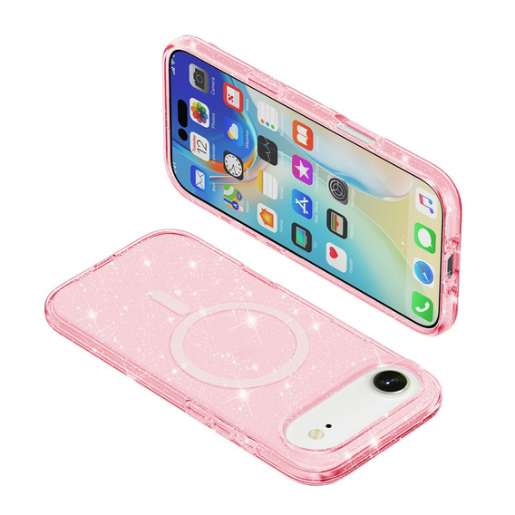 Pouzdro pro iPhone Air, pro MagSafe, třpytivé, průsvitně růžové