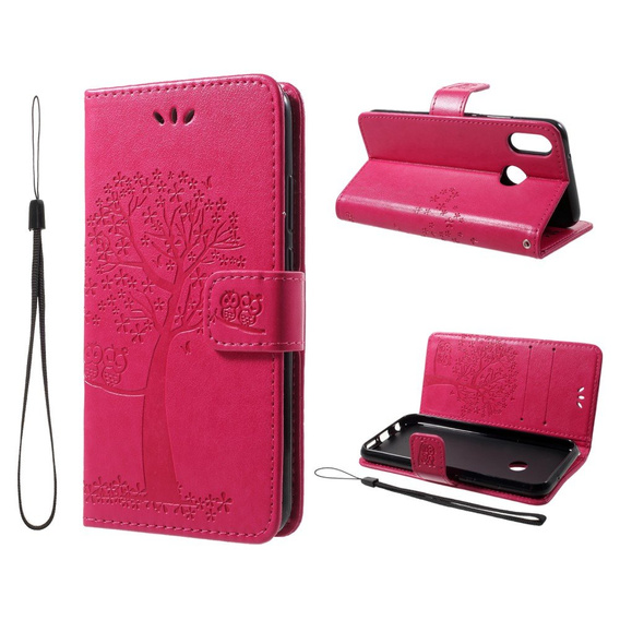 Klopové pouzdro pro Huawei P20 Lite, Wallet tree, růžové