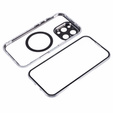 Magnetické pouzdro Dual Glass MagSafe pro iPhone 16 Pro, stříbrné