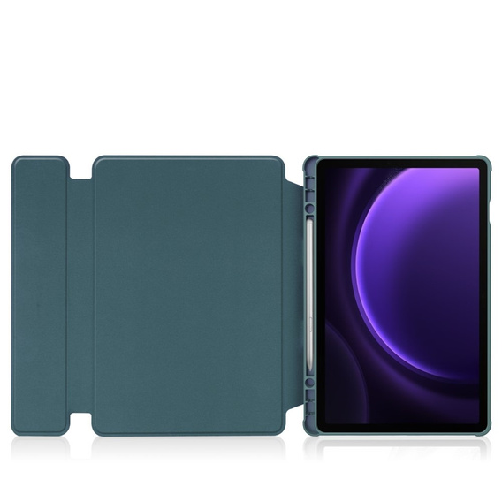 Pouzdro s klávesnicí pro Samsung Galaxy Tab S10 Lite / S10 FE / S9 FE, Rotary 360° Leather, tmavě zelené