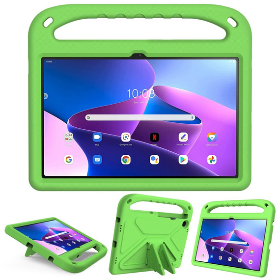 Dětské pouzdro pro Lenovo Tab M10 Plus 10.6 Gen 3 TB-125F TB-128F, dětské pouzdro s rukojetí, zelené