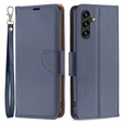 Klopové pouzdro pro Samsung Galaxy A55 5G, Wallet Litchi Leather, tmavě modrý