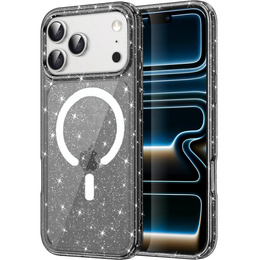 Pouzdro pro iPhone 17 Pro, pro MagSafe, třpytivé - průsvitné černé
