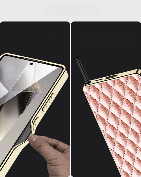 Pouzdro pro Samsung Galaxy S25 Ultra, Leather Rhombus, růžové