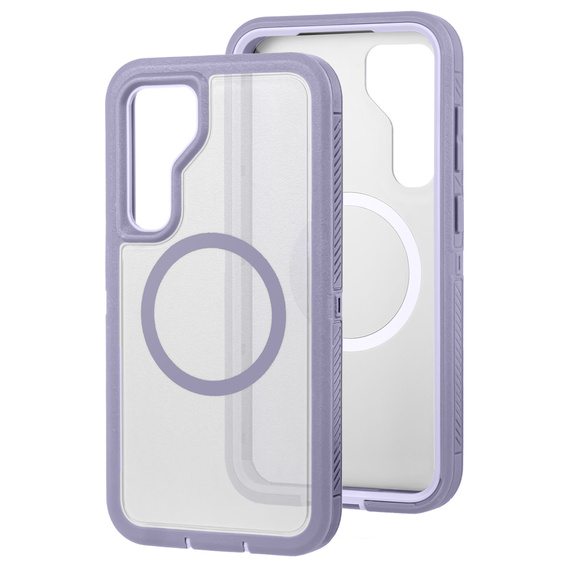 Pouzdro s rámečkem pro Samsung Galaxy S23 FE, pro MagSafe, transparentní / fialové
