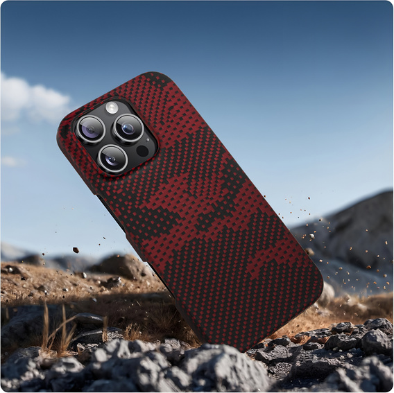 Pouzdro pro iPhone 16 Pro, Aramid Fiber MagSafe, červené