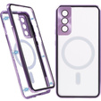 Magnetické pouzdro Dual Glass MagSafe pro Samsung Galaxy S22, fialové