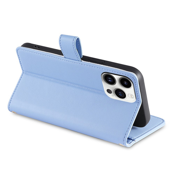 Klopové pouzdro pro iPhone 14 Pro, Wallet Zipper Pocket, modré