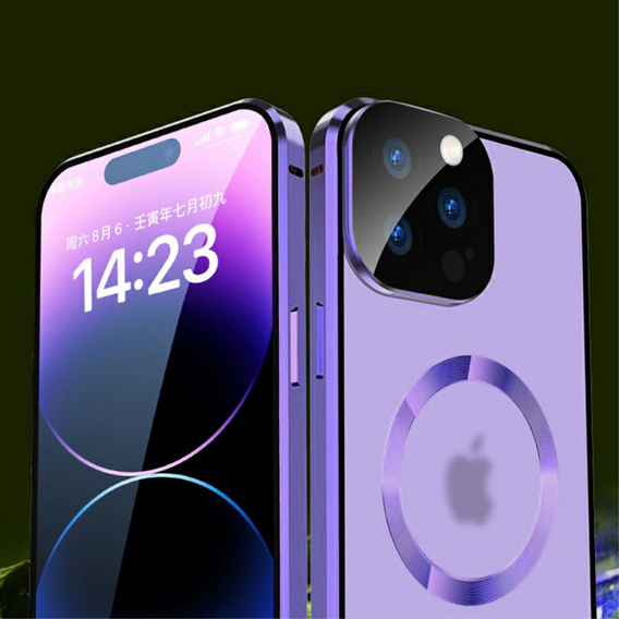Magnetické pouzdro Dual Glass MagSafe pro iPhone 15 Pro Max, fialové